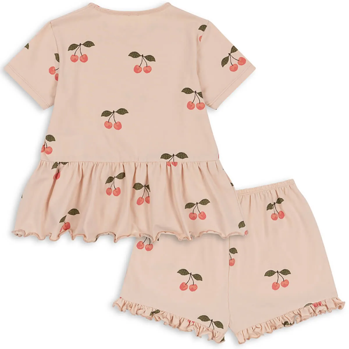 Basic Frill T-shirt and Shorts Set in Ma Grande Cerise Pink by Konges Sløjd