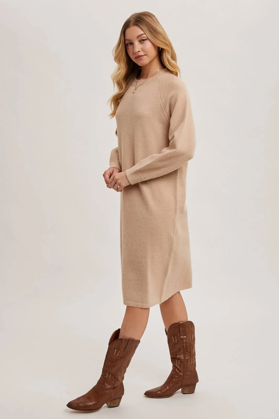 BASIC KNIT SWEATER MIDI DRESS