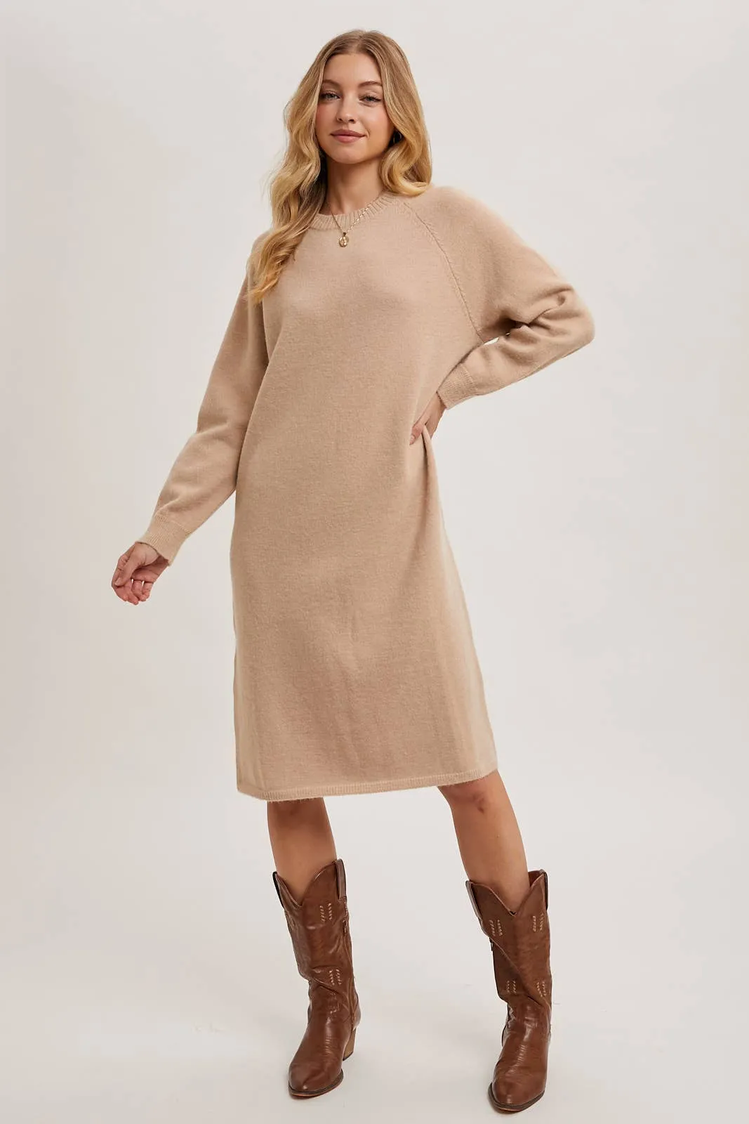 BASIC KNIT SWEATER MIDI DRESS