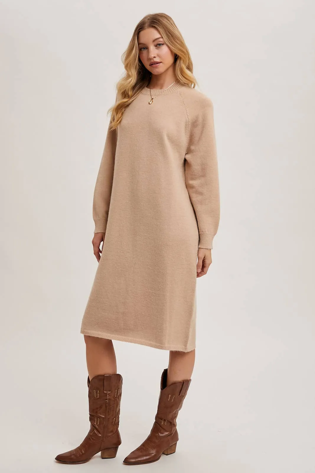 BASIC KNIT SWEATER MIDI DRESS