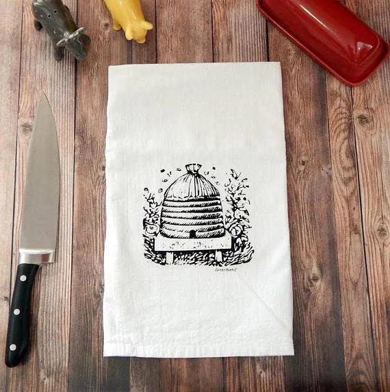 Bee Hive Flour Sack Tea Towel