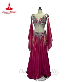 Belly Dance Performance Costume Set for Women Custom Senior Bra Top split Long Skirt 2pcs Adult Child Belly Dancing Outfit