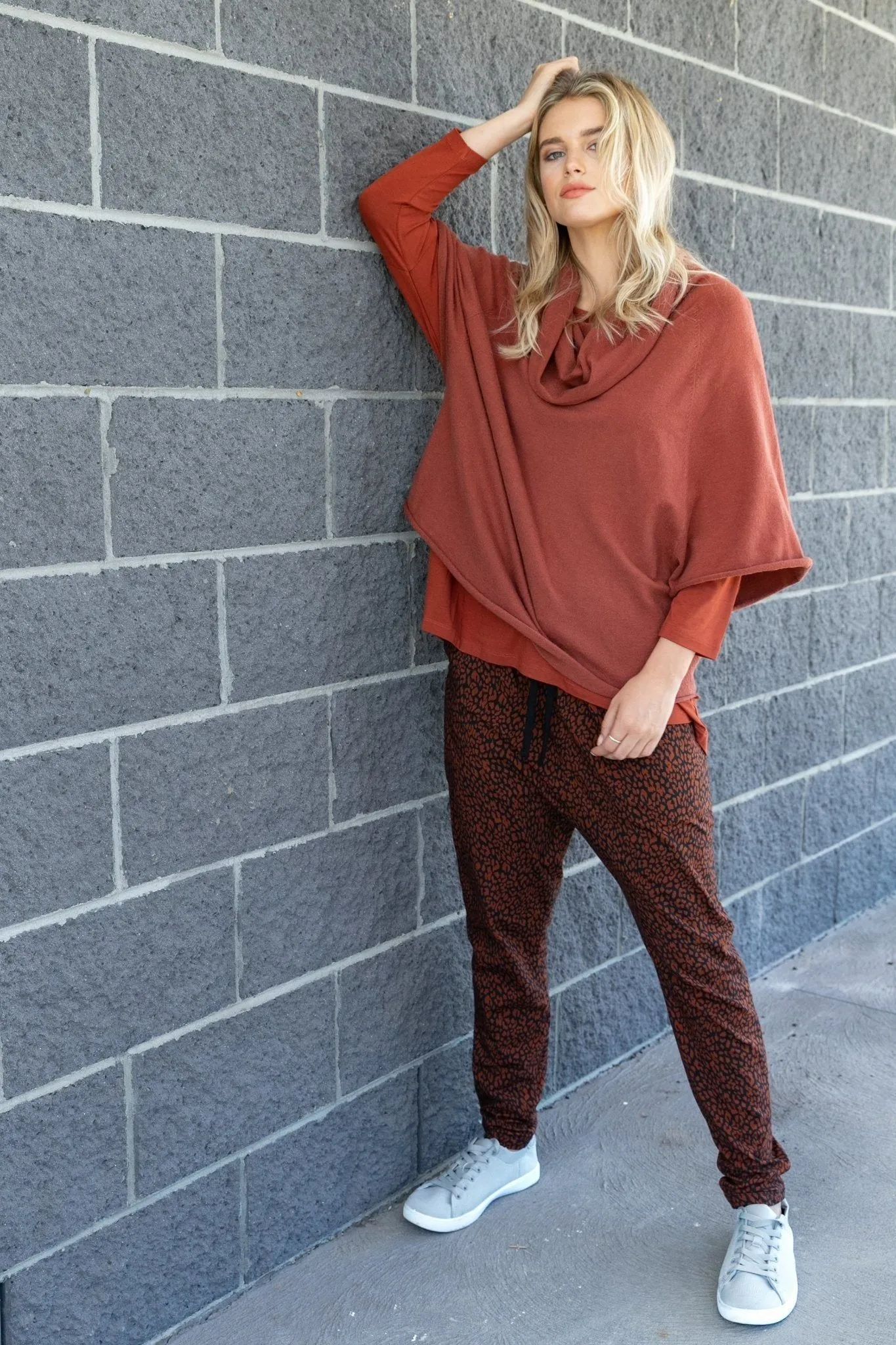 Betty Basics Luella Roll Neck Sweater in Terracotta