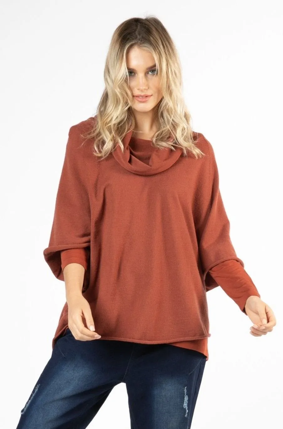 Betty Basics Luella Roll Neck Sweater in Terracotta