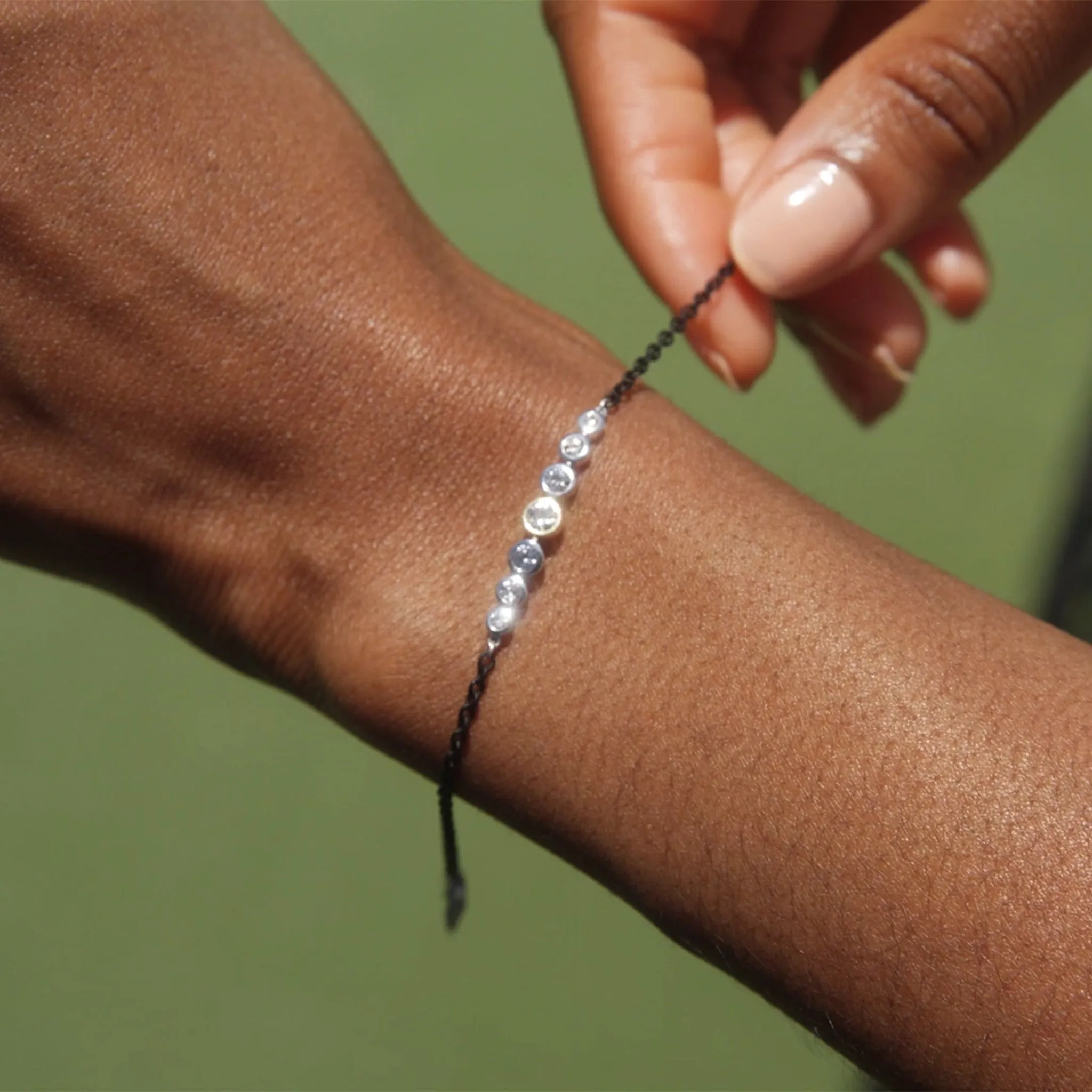 Bezel Set Sapphire & Black Steel Tennis Bracelet