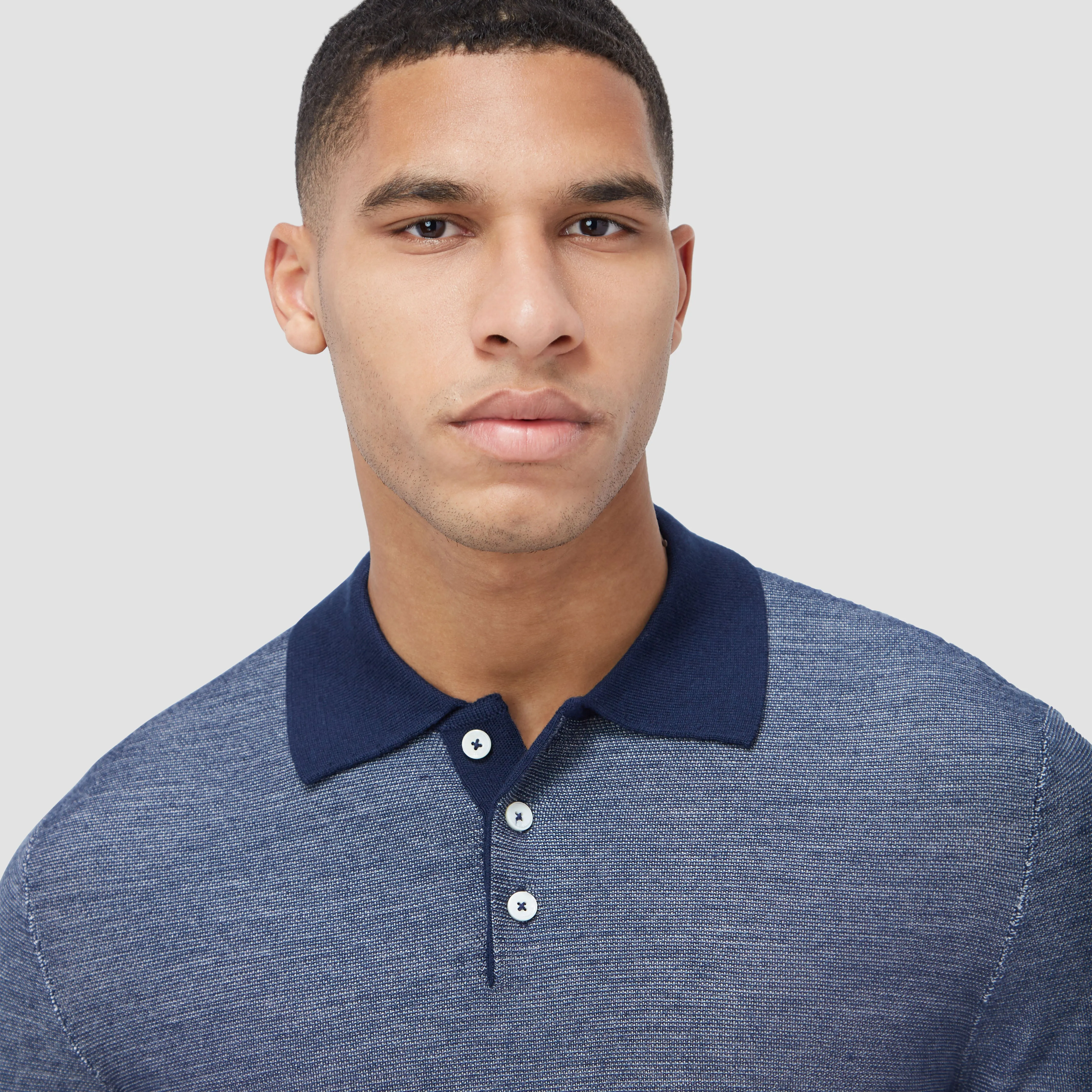 Bird's Eye Jacquard Polo Sweater