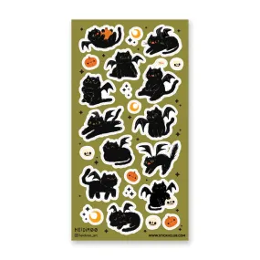 Black Bat-Cats Sticker Sheet