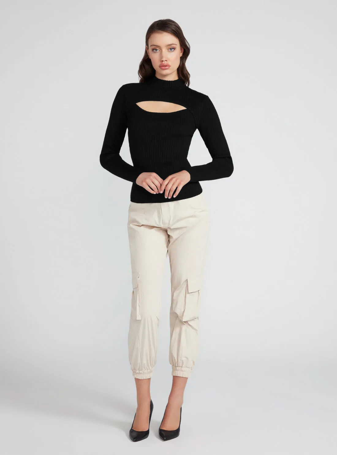 Black Clarita Cut-Out Knit Top