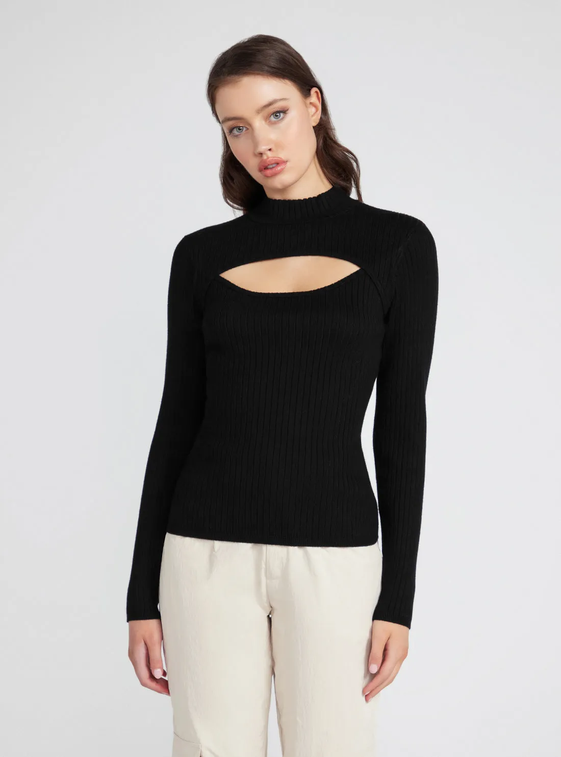 Black Clarita Cut-Out Knit Top