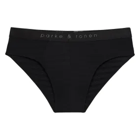 Black Nylon Pointelle Low Rise Brief