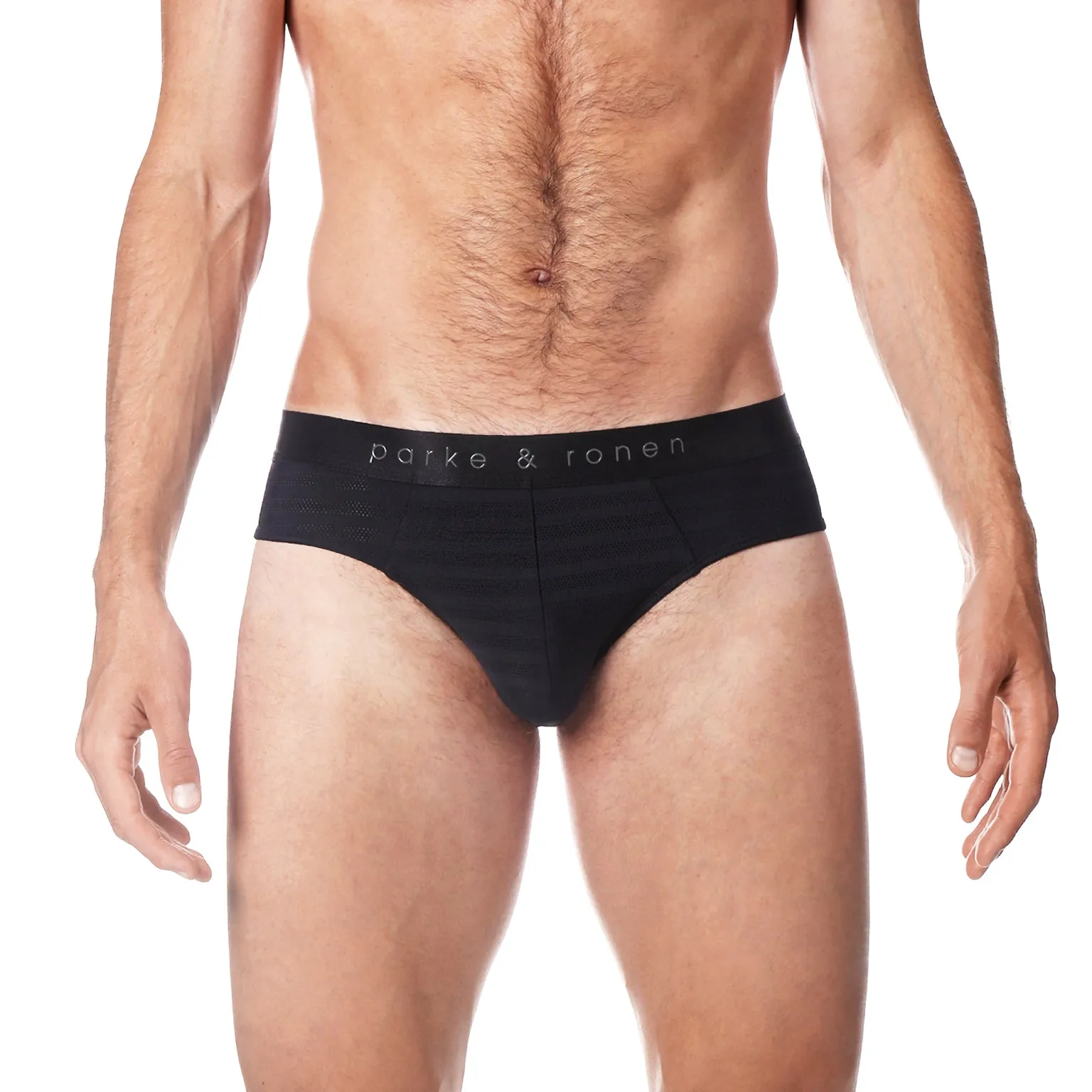 Black Nylon Pointelle Low Rise Brief