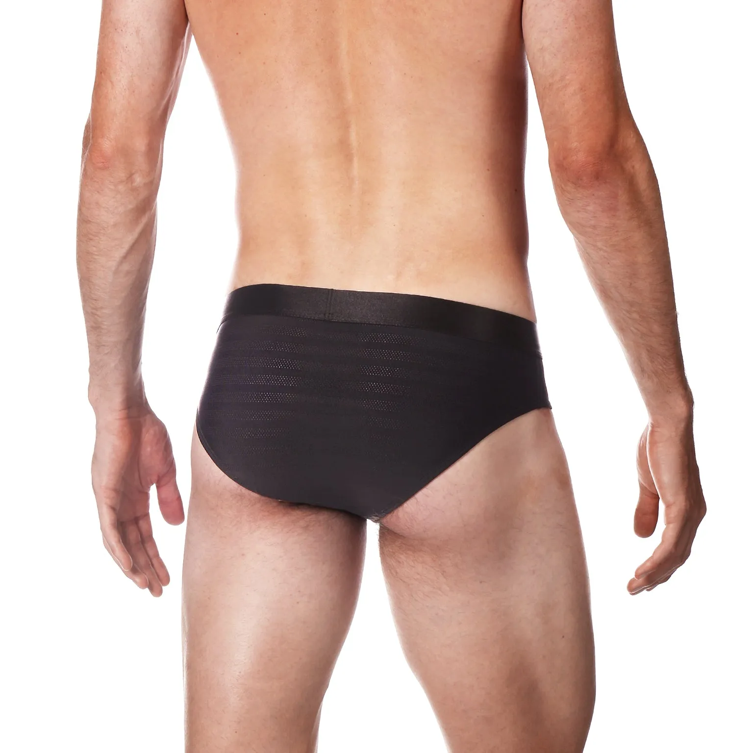 Black Nylon Pointelle Low Rise Brief