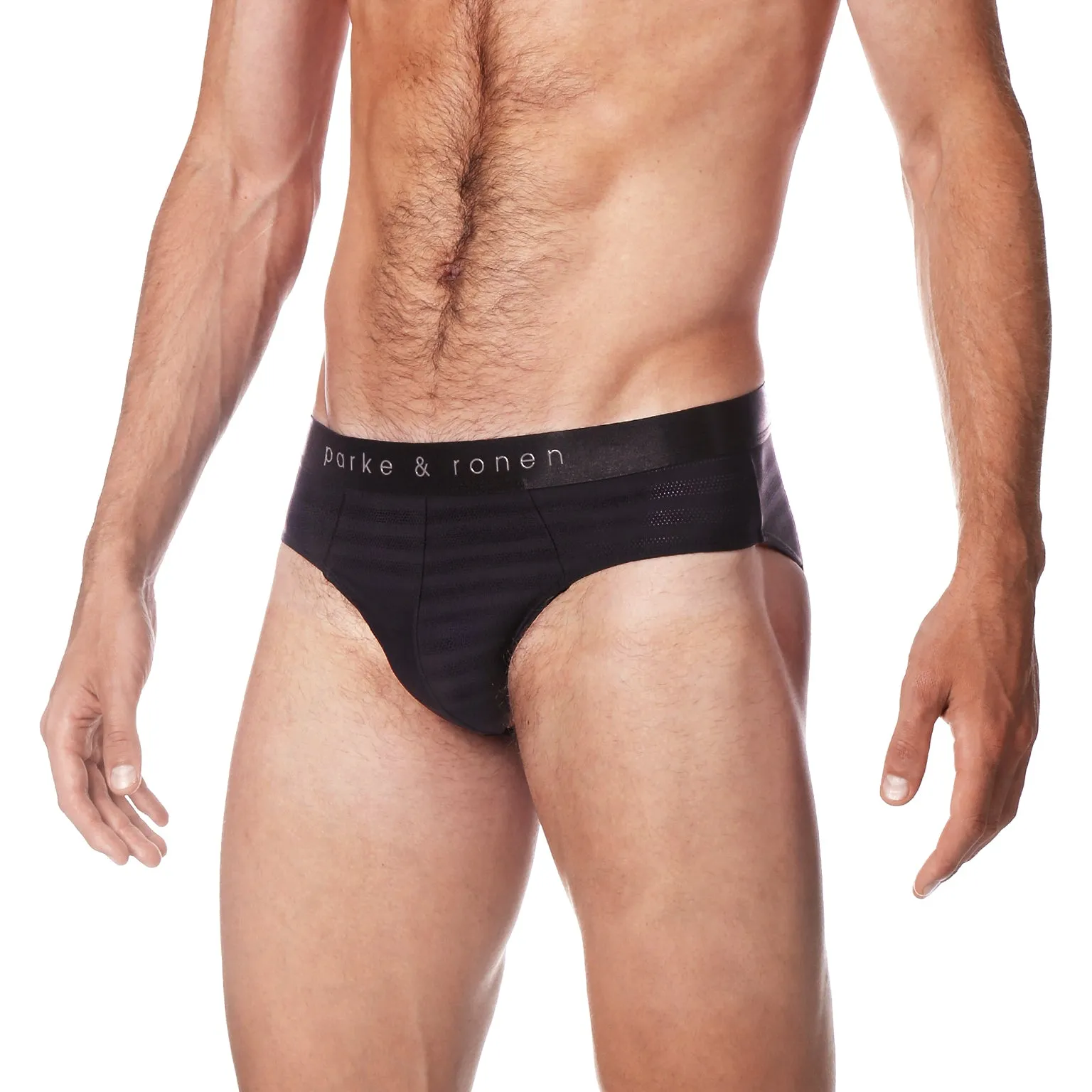 Black Nylon Pointelle Low Rise Brief