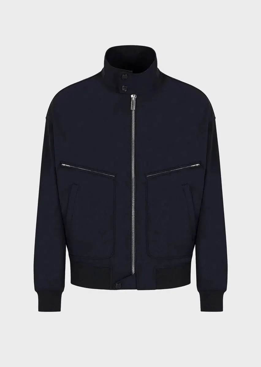 Blouson con zip in nylon tecnico bi-stretch water repellent