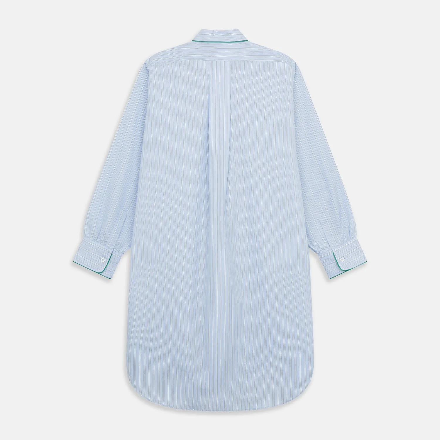 Blue and Green Stripe Poplin Cotton Nightshirt