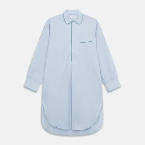 Blue and Green Stripe Poplin Cotton Nightshirt