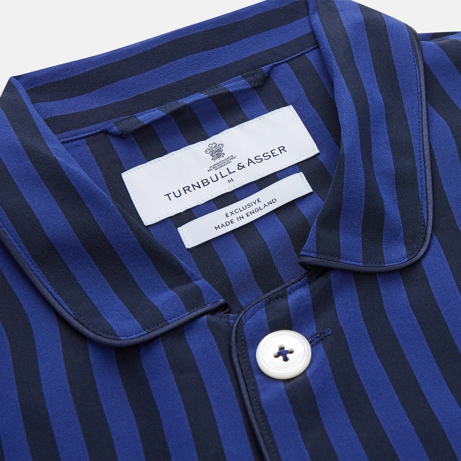 Blue and Navy Candy Stripe Silk Hyde Pyjamas Set