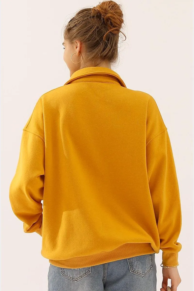 BOTTON COLLAR SWEATSHIRT WITH KANGAROO POCKET