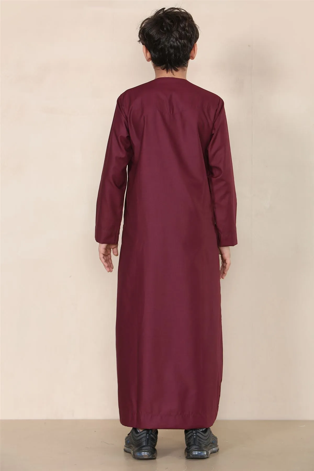 Boy's Thobe Emirati Omani Jubba Islamic Clothing Muslim Kaftan Eid Robe String Tassel