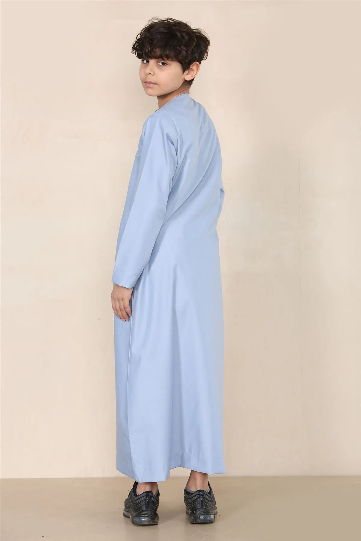 Boy's Thobe Emirati Omani Jubba Islamic Clothing Muslim Kaftan Eid Robe String Tassel