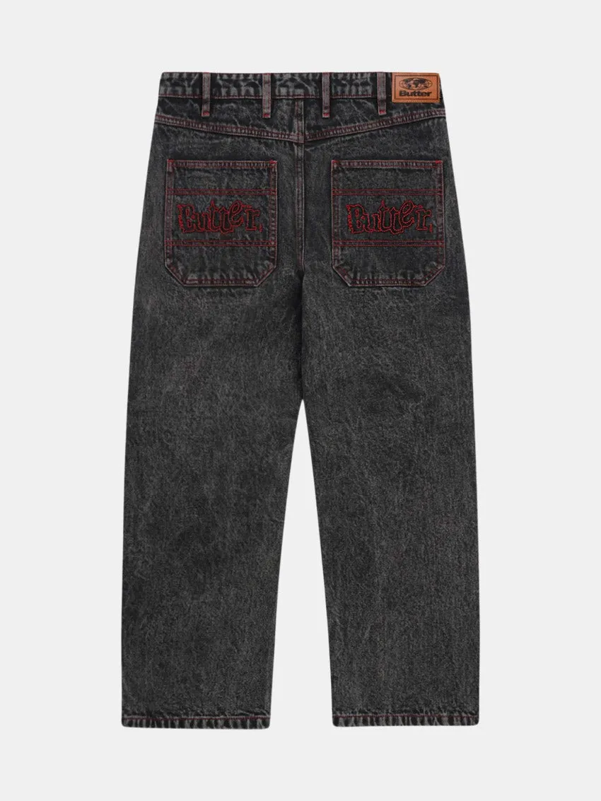 Breakdown Relaxed Jeans Acid Wash Black