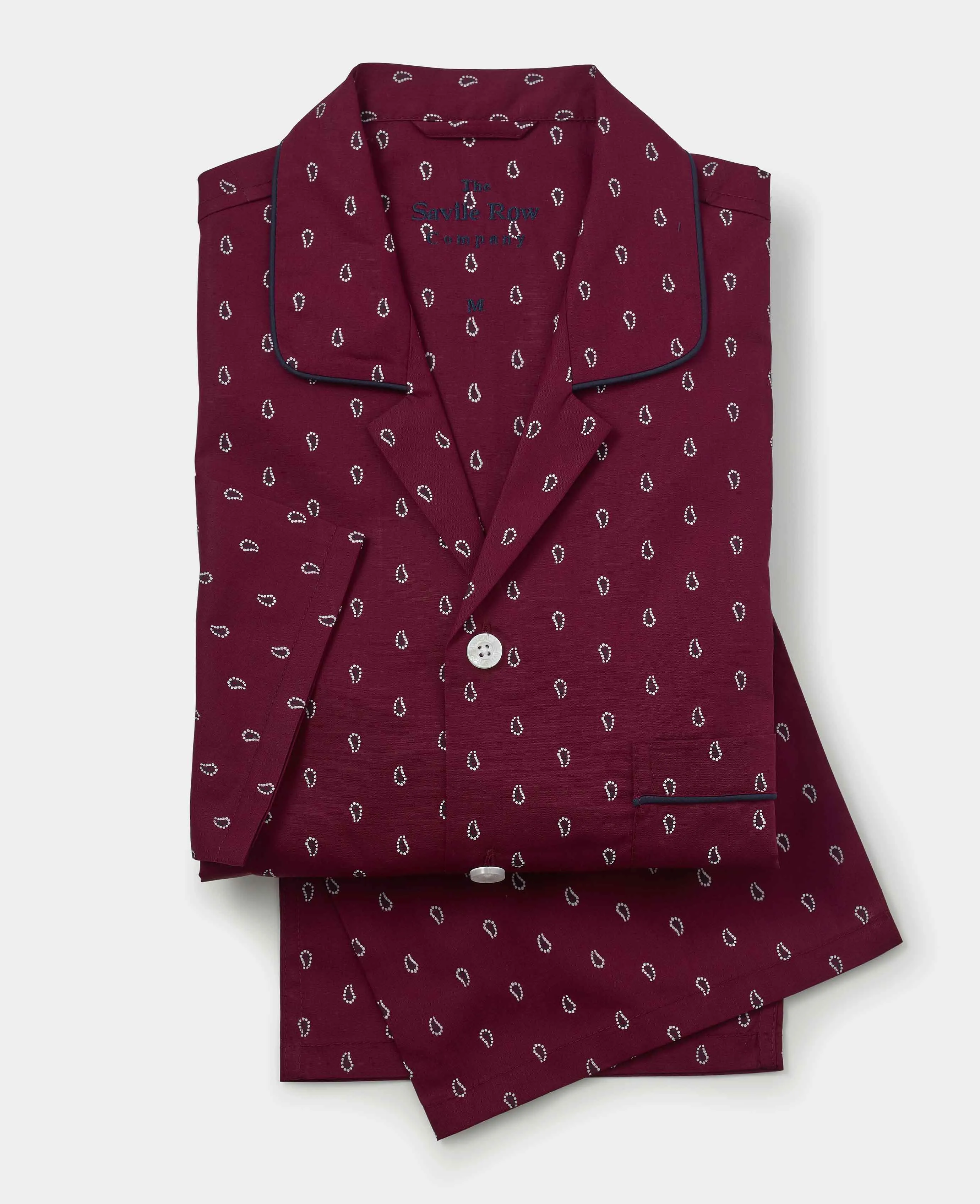 Burgundy Paisley Print Cotton Pyjamas