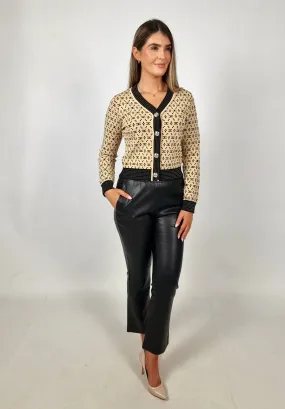 Butterflies Chanel Inspired Beige/Black Cardigan