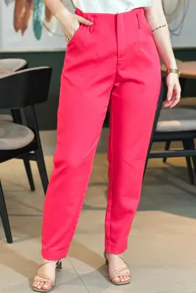 Calça Alfaiataria Detalhe Cós Passador Julia Pink