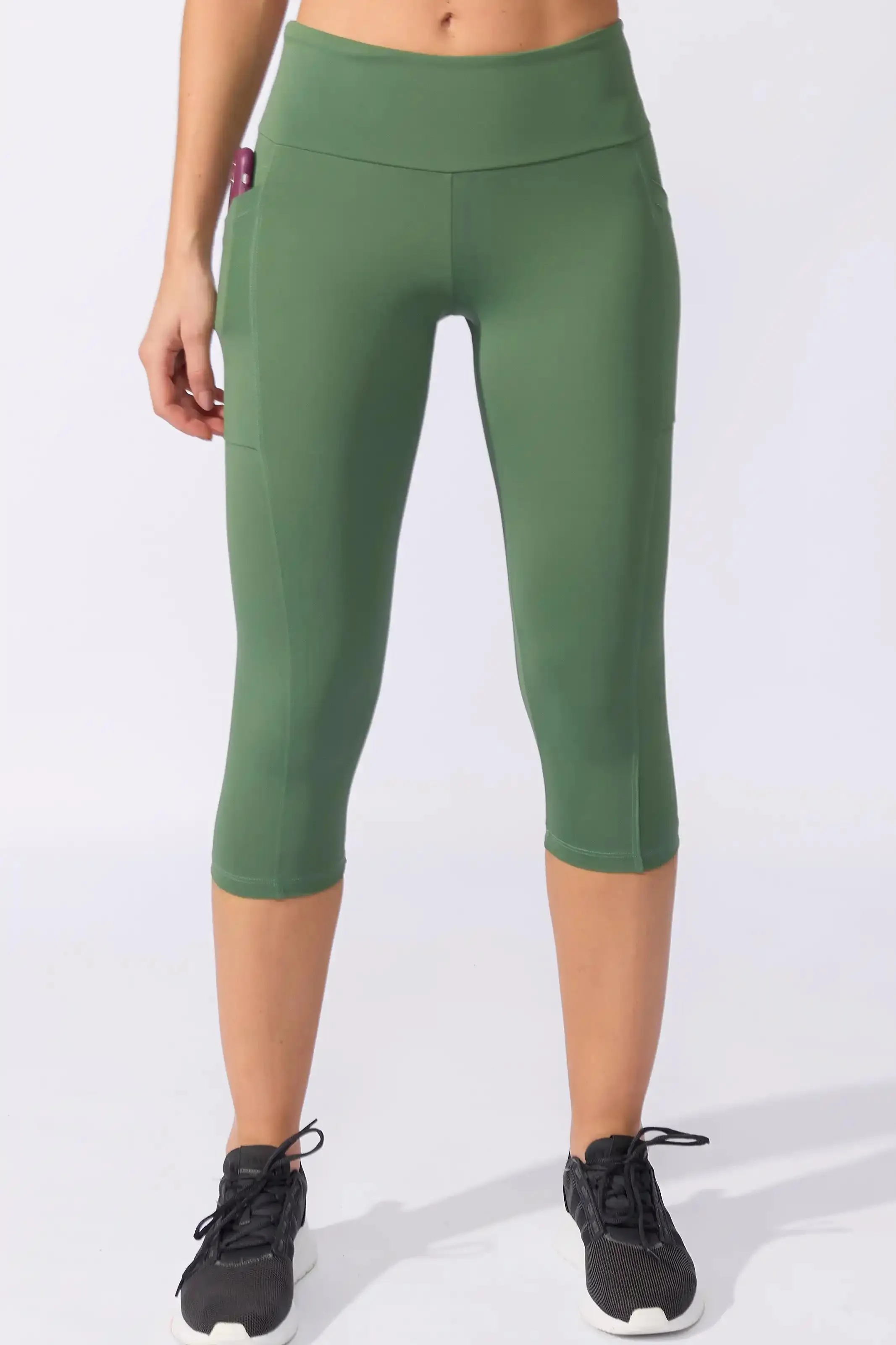 Calça Corsário Modeladora com Bolso Verde Agave