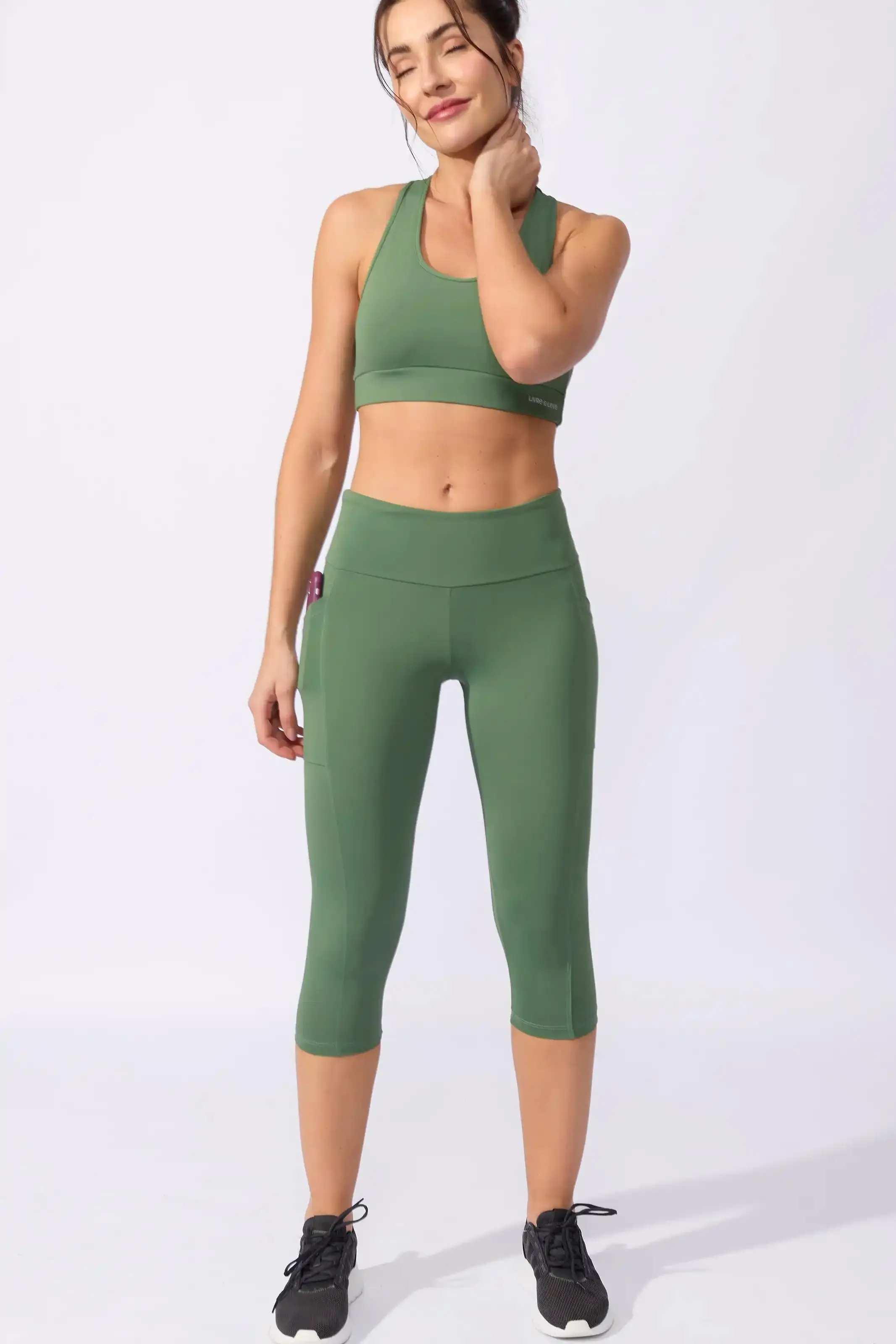 Calça Corsário Modeladora com Bolso Verde Agave