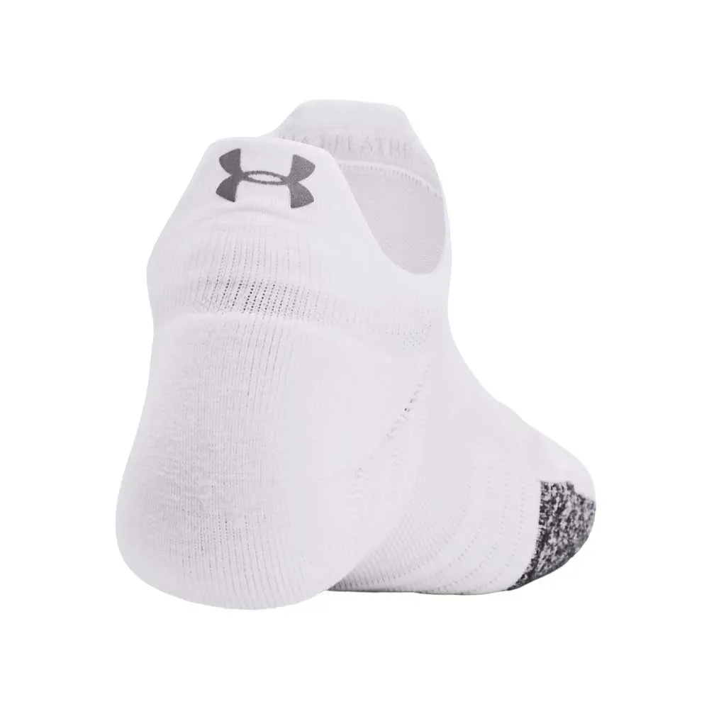 Calcetas Invisibles Under Armour para Mujer Breathe 2 No Show Tab 2 pack Blanco