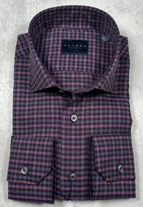 Calder Carmel Melange Twill Gingham Sport Shirt in Plum