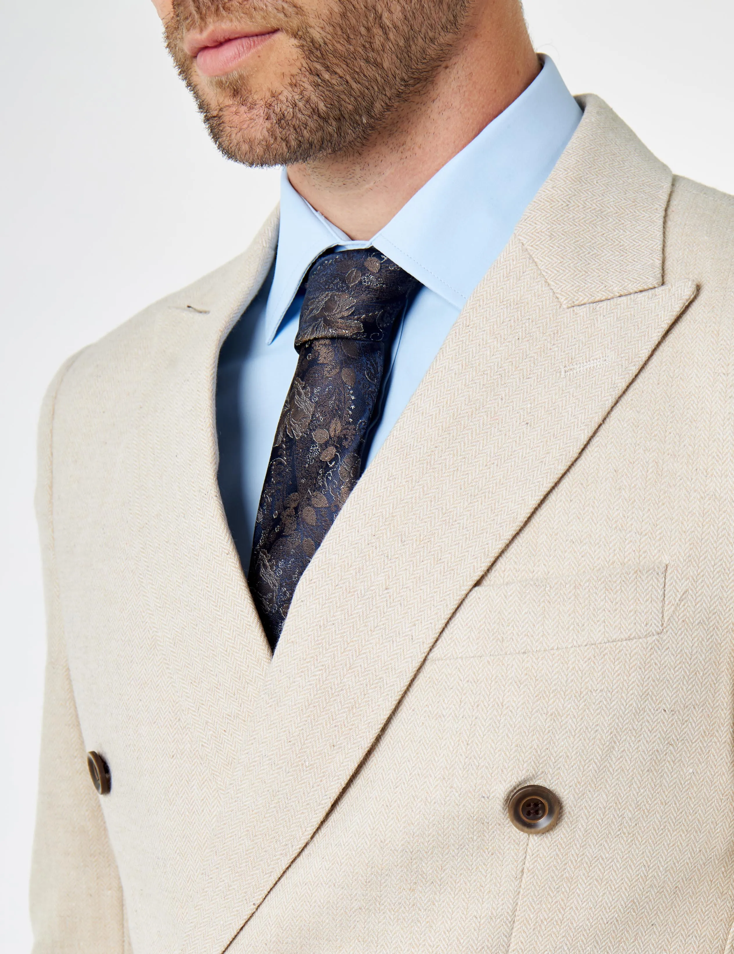 CALIX – Cream Herringbone Double Breasted Tailored Suit