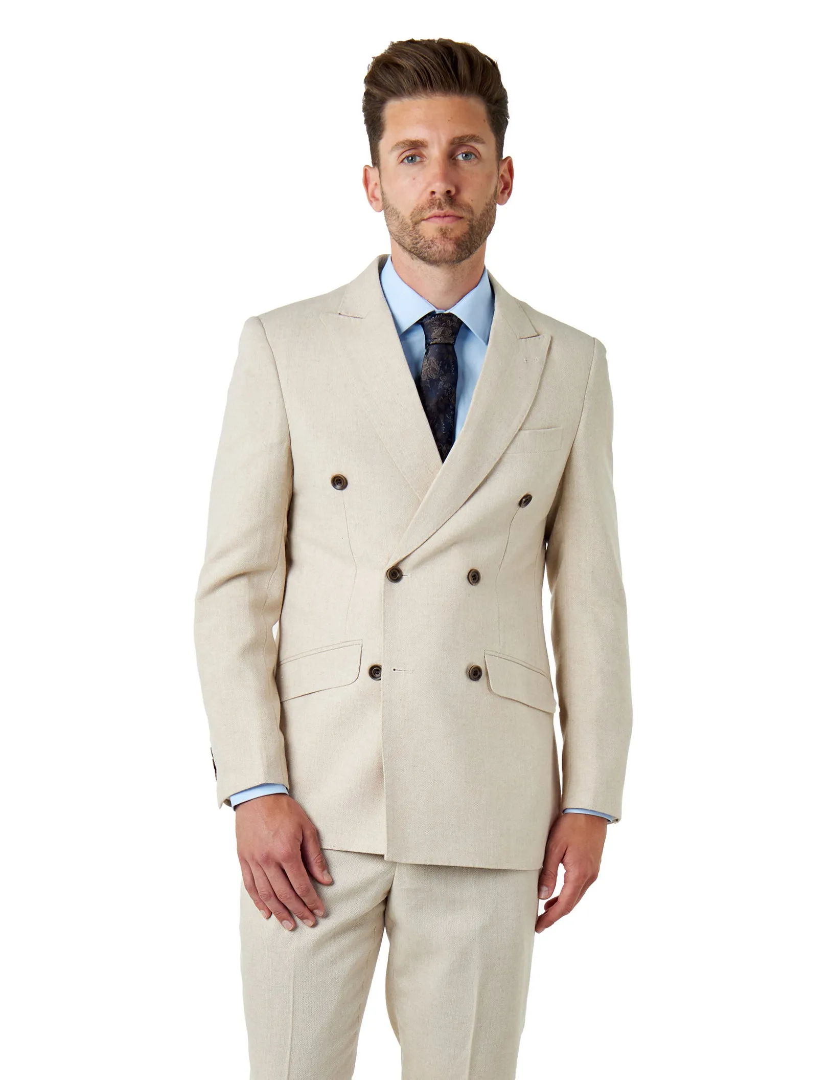 CALIX – Cream Herringbone Double Breasted Tailored Suit