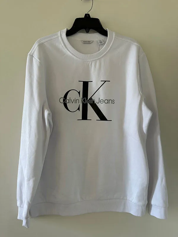 Calvin Klein Men's Monogram Crewneck Sweatshirt Brilliant White 40GC200 103