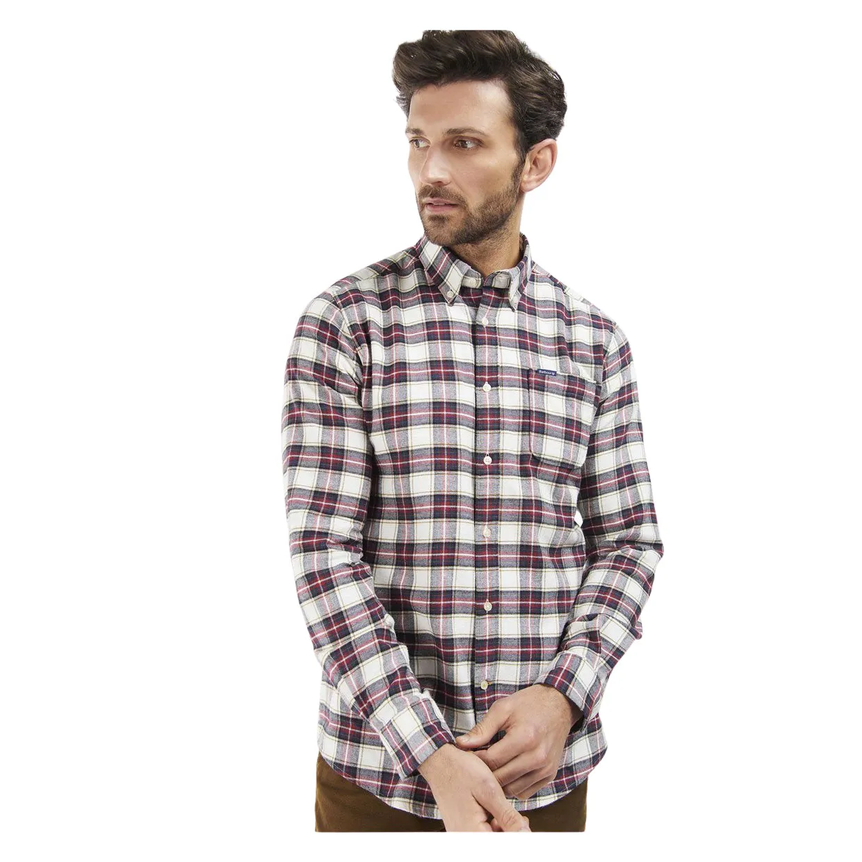 Camicia Uomo Barbour Alderton Tailored Ecru Multicolor