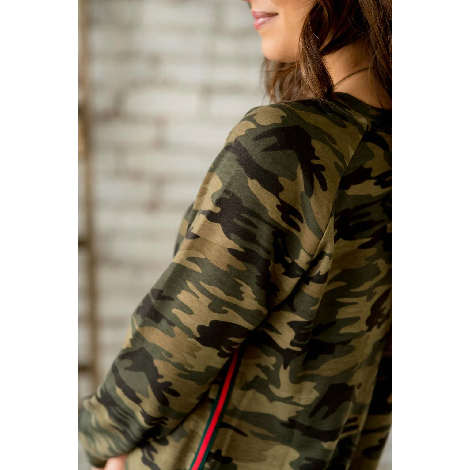 Camo With Colored Stripe Sweatshirt