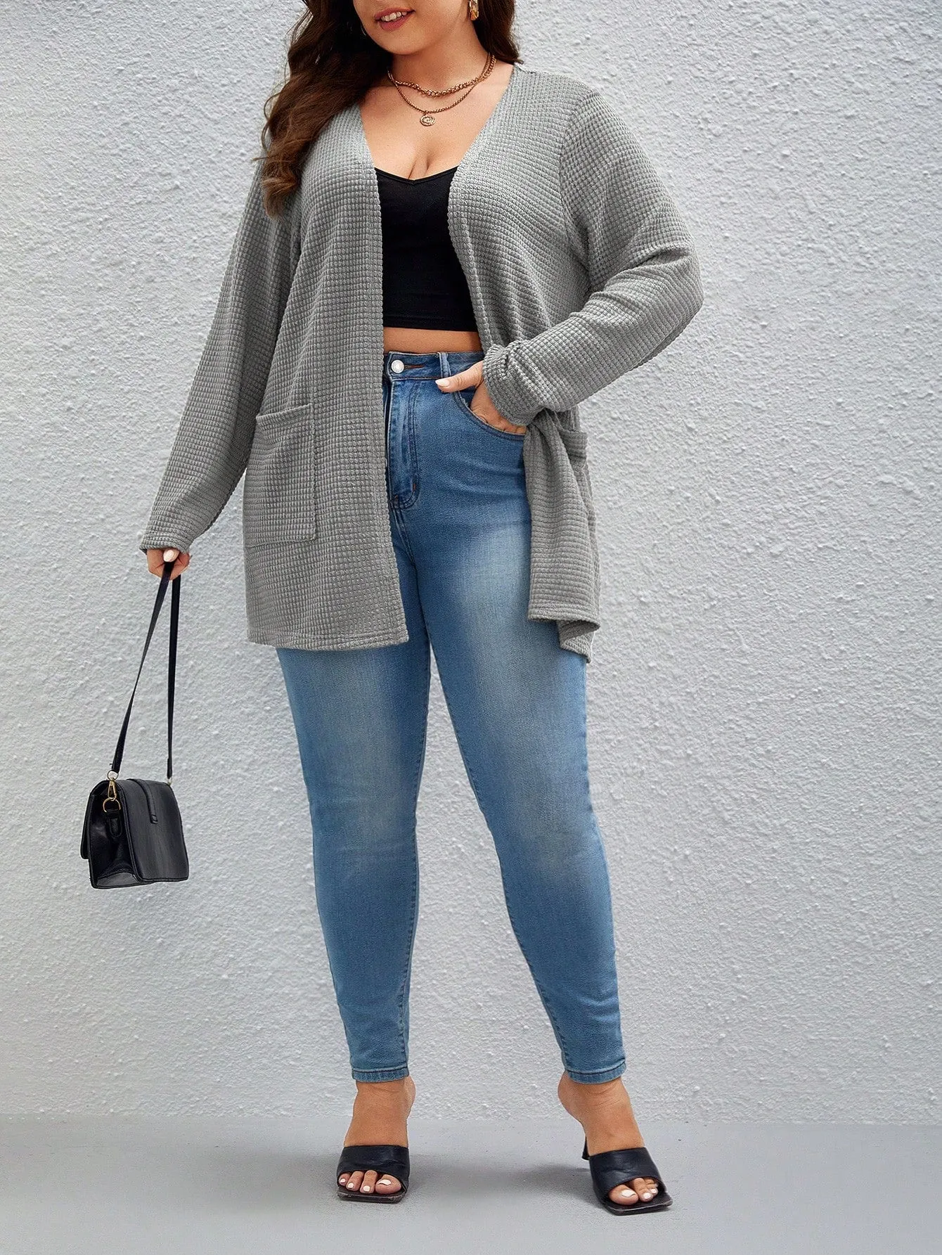 Cardigan Com Bolsos Malha