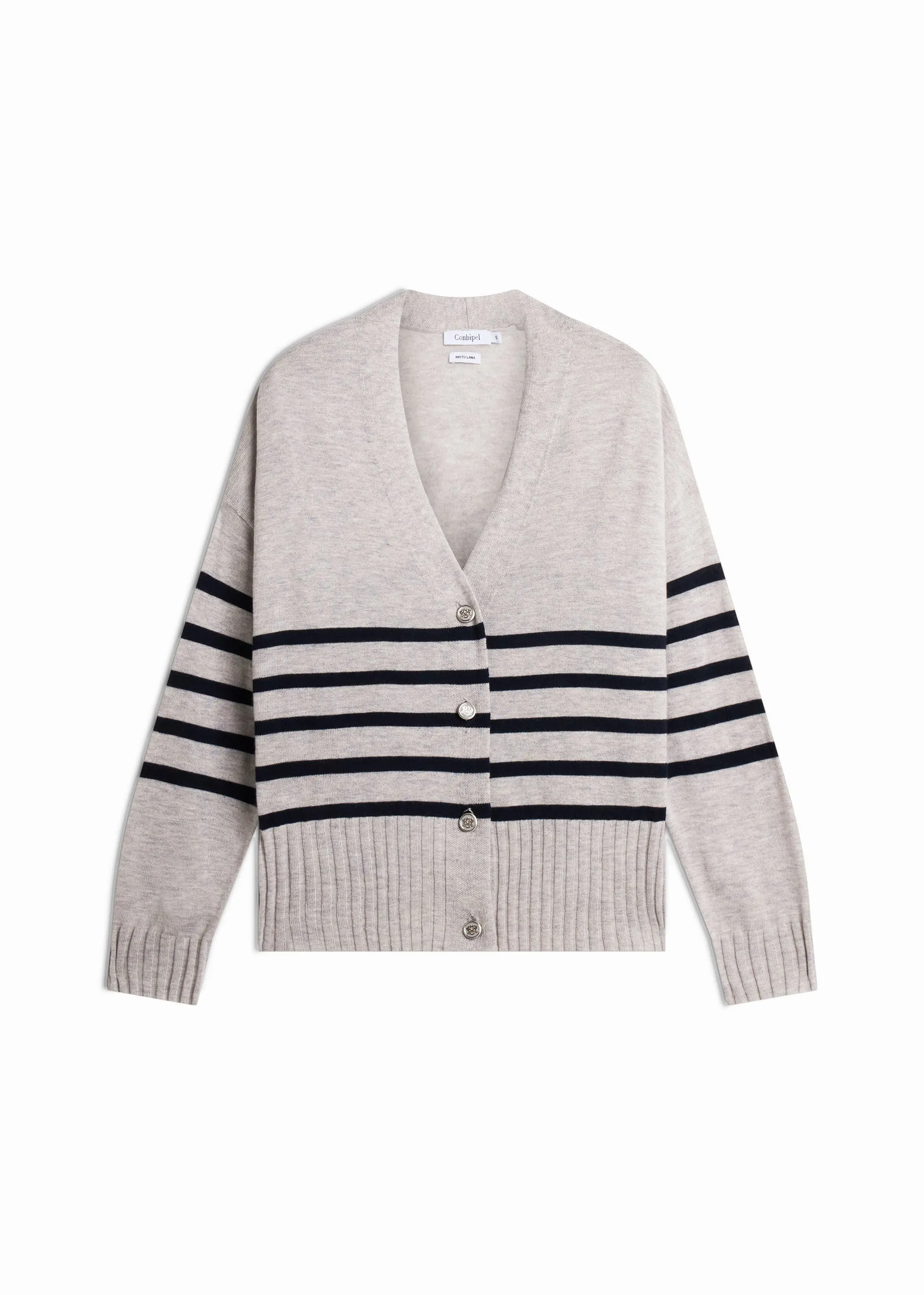 Cardigan in lana a righe