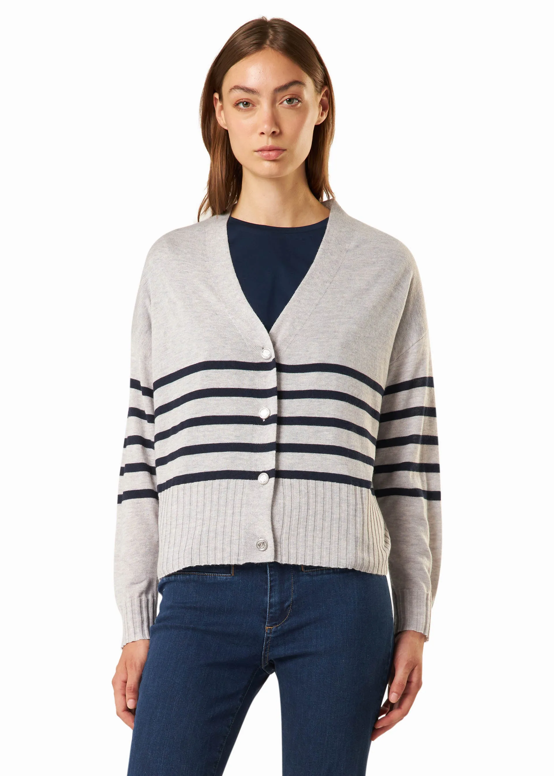 Cardigan in lana a righe