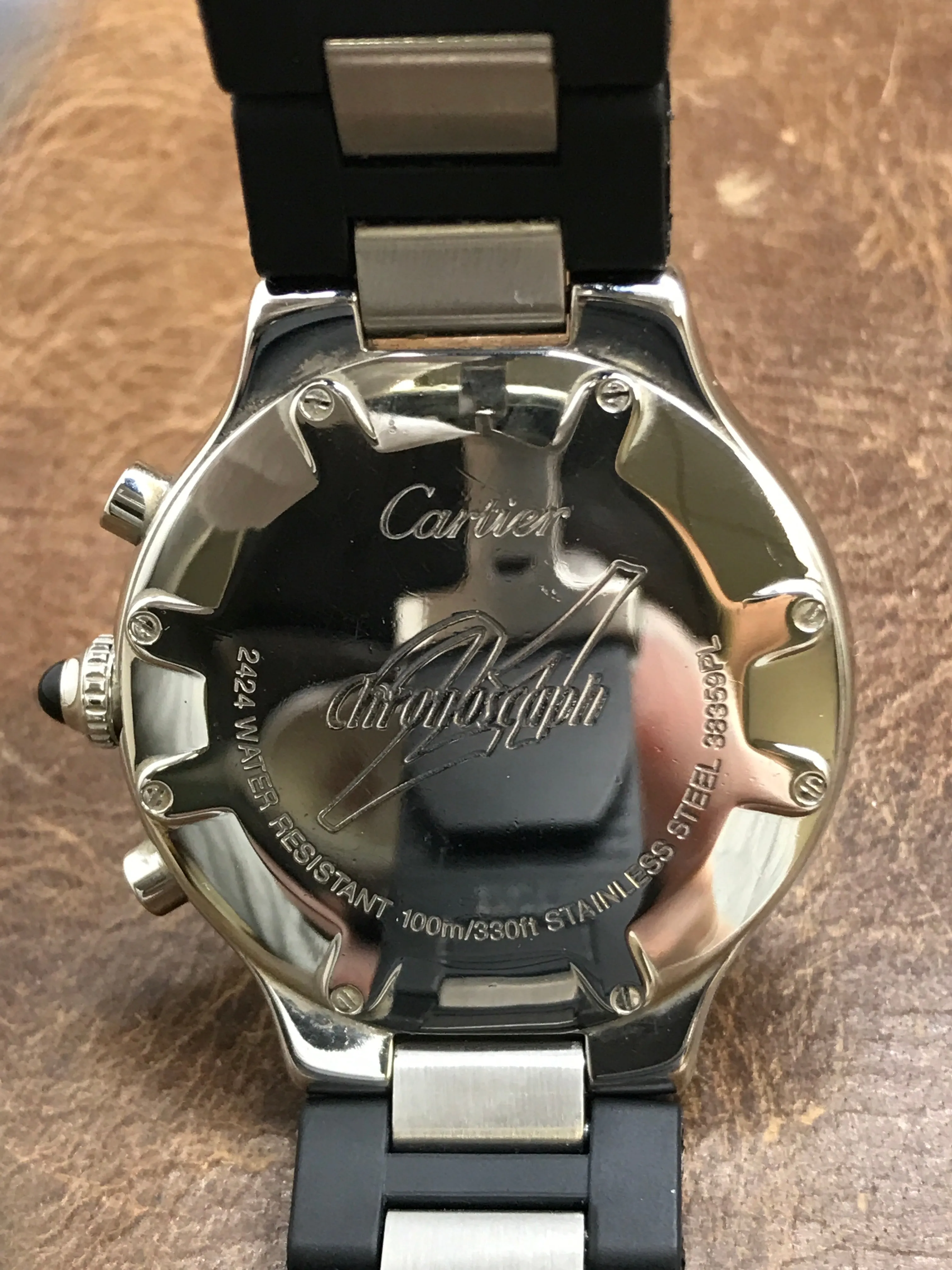 Cartier Chronoscaph 21 2424 Black Dial Quartz Men's Watch