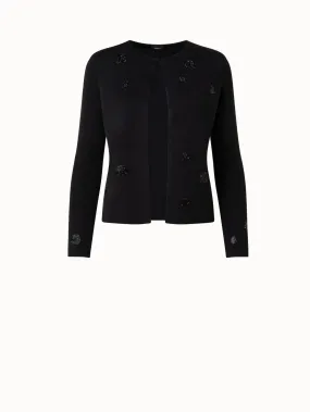 Cashmere Silk Knit Cardigan with Swarovski Embellishment