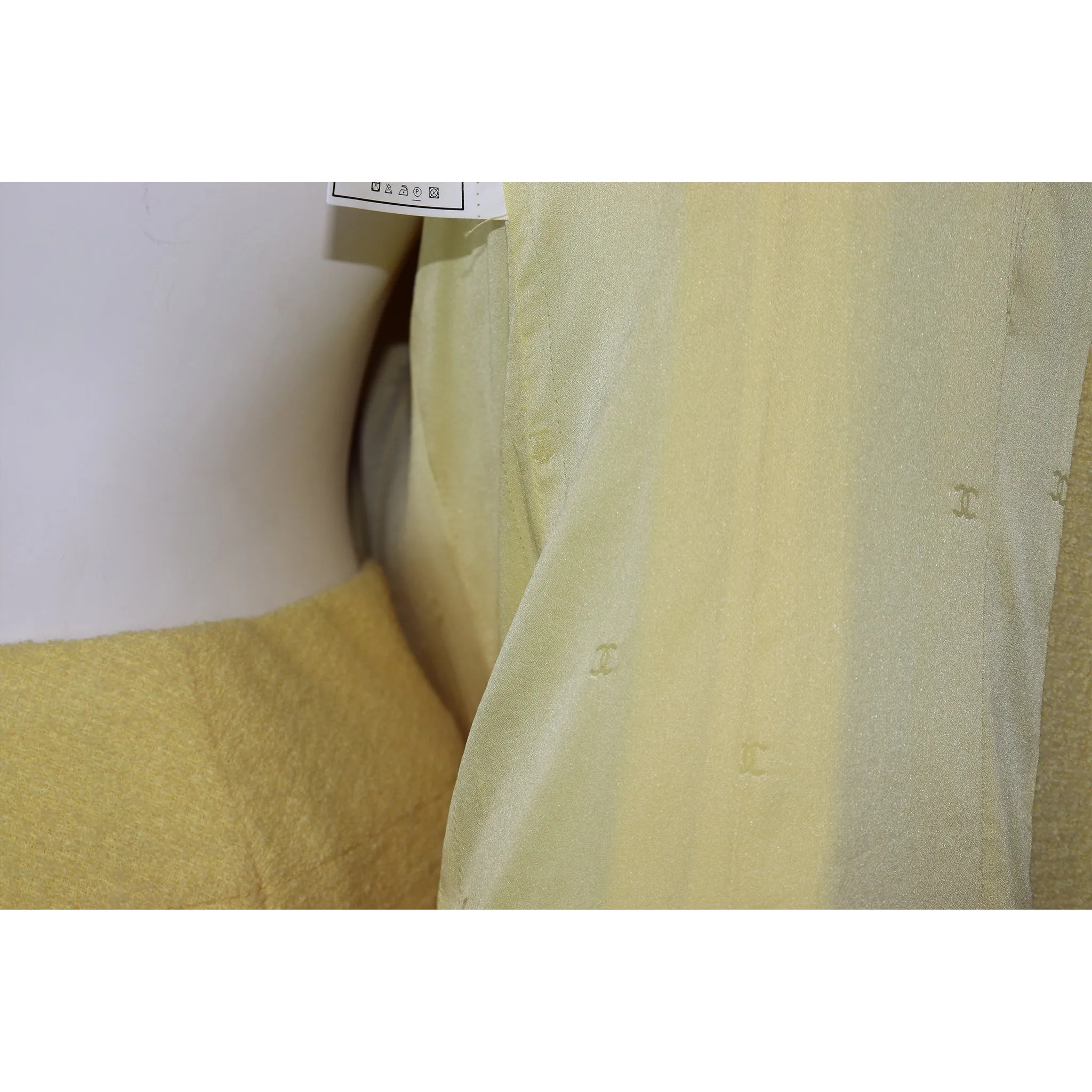 Chanel 2PC Yellow Skirt Suit w/ Mandarin Collar Circa 1990s