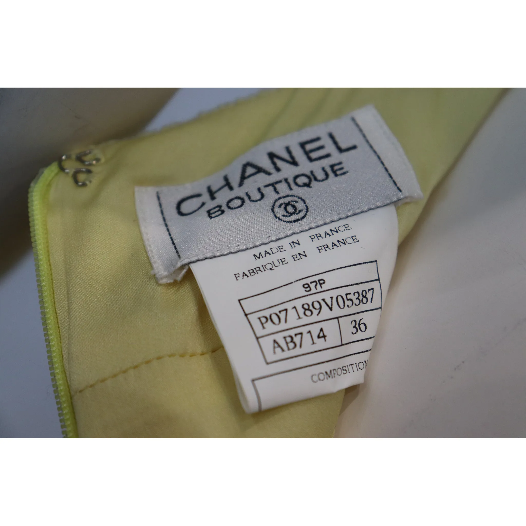 Chanel 2PC Yellow Skirt Suit w/ Mandarin Collar Circa 1990s