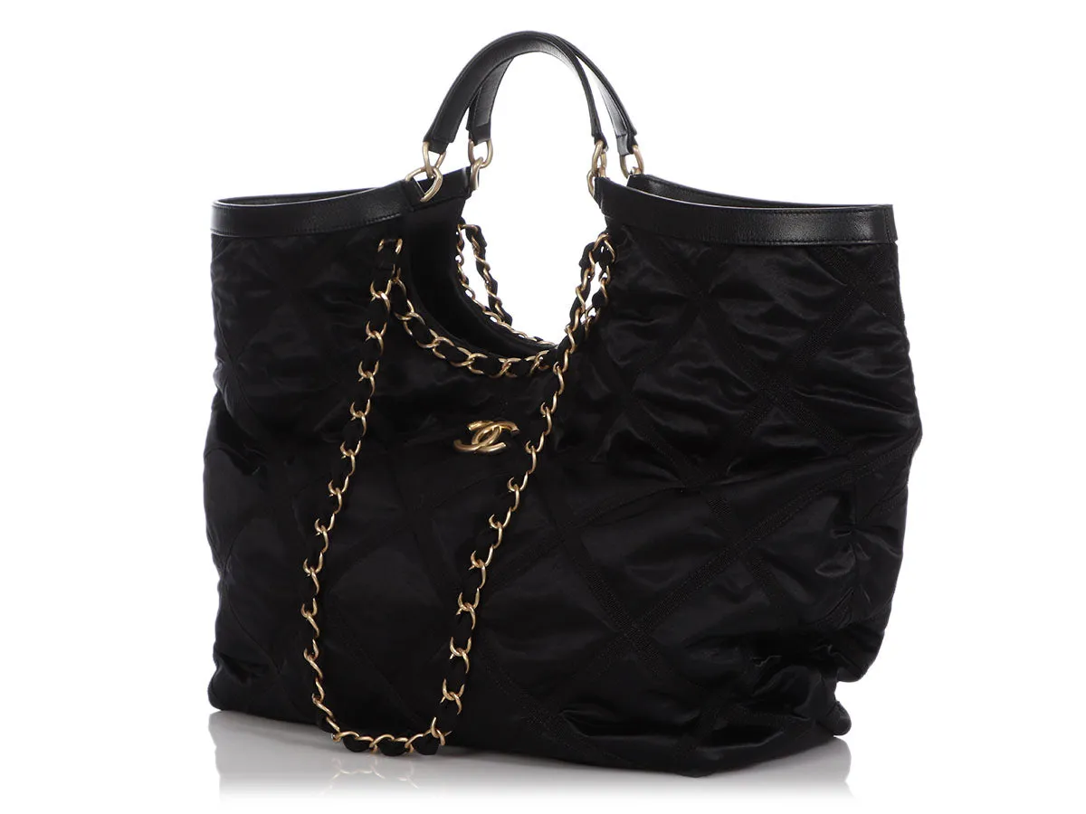 Chanel Maxi Black Nylon Shopping Tote