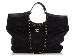 Chanel Maxi Black Nylon Shopping Tote