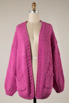 CHENILLE CABLE KNIT CHUNKY CARDIGAN 1 PACK