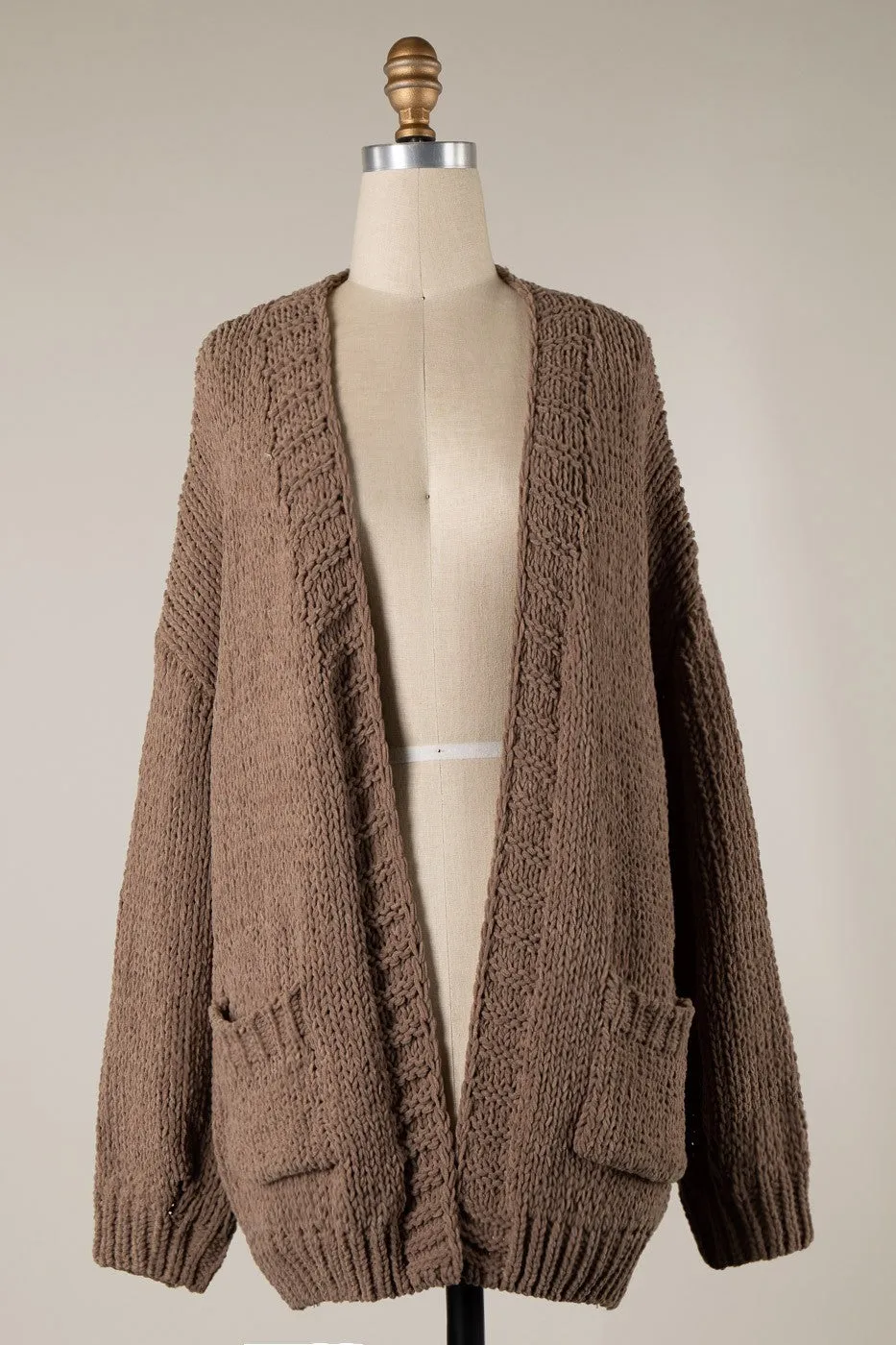 CHENILLE CABLE KNIT CHUNKY CARDIGAN 1 PACK