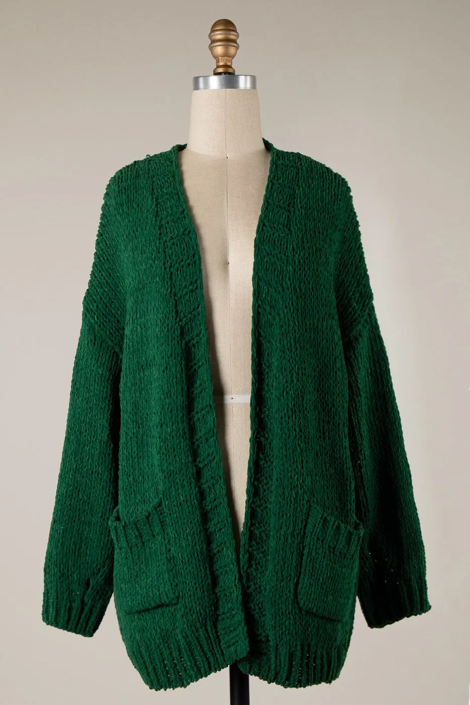 CHENILLE CABLE KNIT CHUNKY CARDIGAN 1 PACK