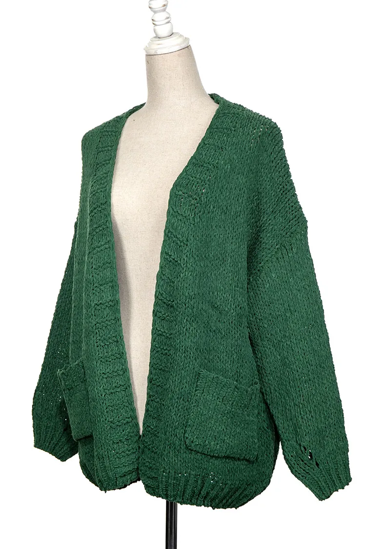 CHENILLE CABLE KNIT CHUNKY CARDIGAN 1 PACK